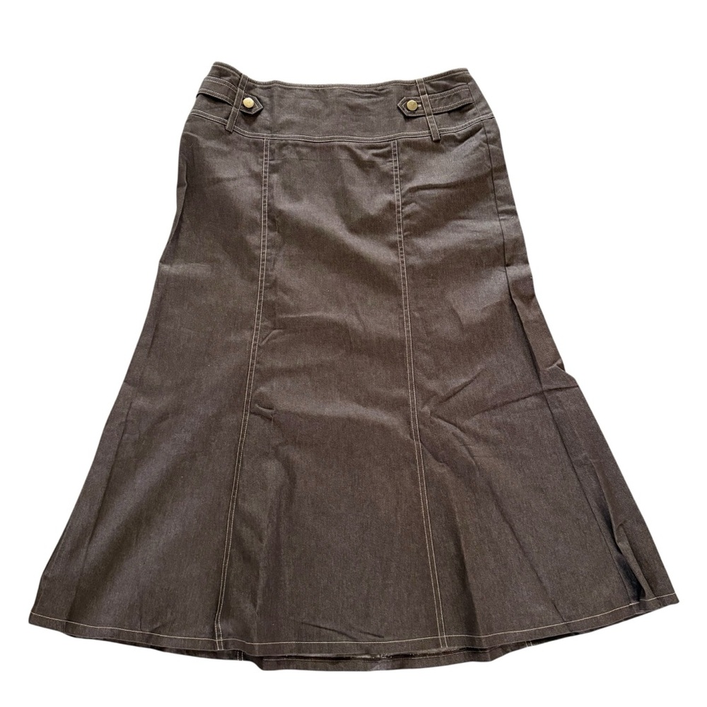 Elegant Brown Midi Skirt New York Clothing Co.